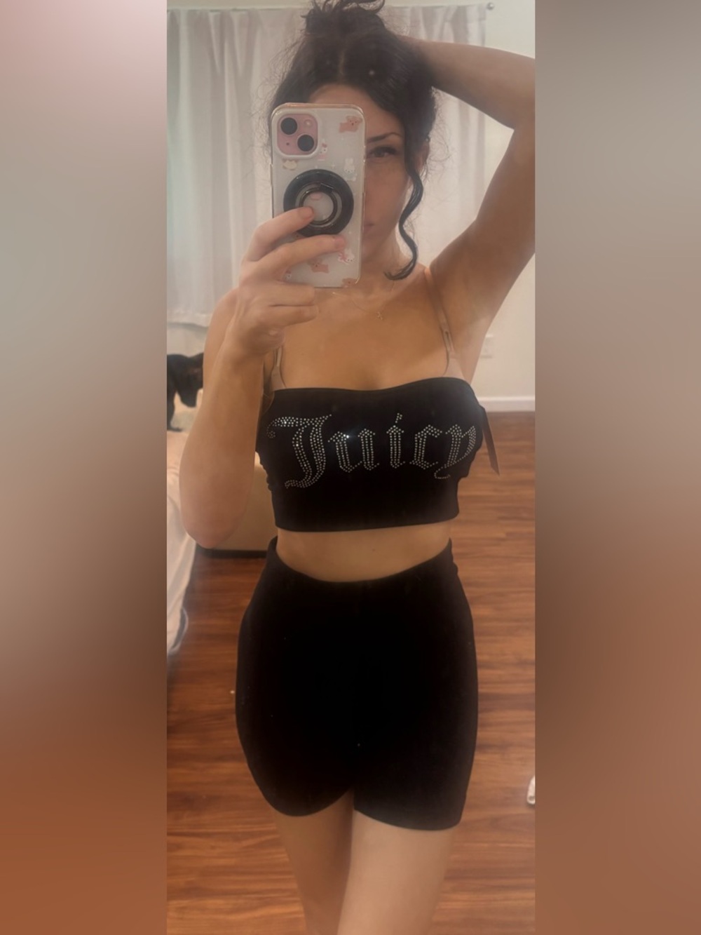 💕Juicy Couture Black Strapless Rhinestone Crystal 'Juicy' Strapless Tube Top💕
